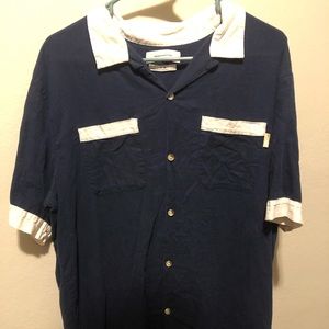 Urban Outfitters Blue Button Up T-Shirt (Large)
